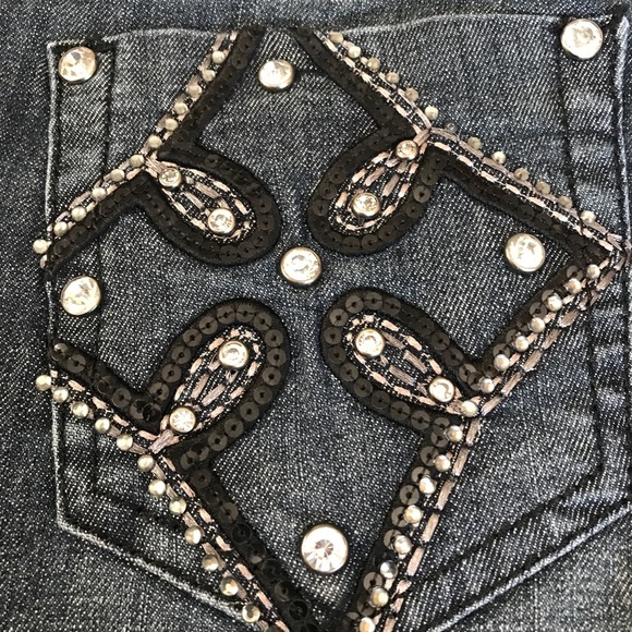 L A Idol Sequin & Rhinestone Bling Jeans Boot Cut - Picture 3 of 7